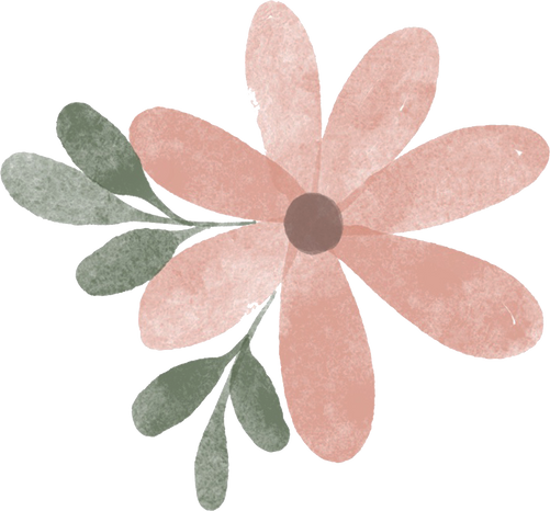 Pastel Pink Flower with Leaves 